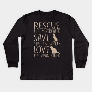 Rescue Save Love Pet Adoption Rescue Animals Kids Long Sleeve T-Shirt